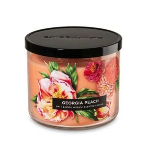 NEW Bath & Body Works Georgia Peach 3-Wick Candle 14.5oz Retired Floral Label